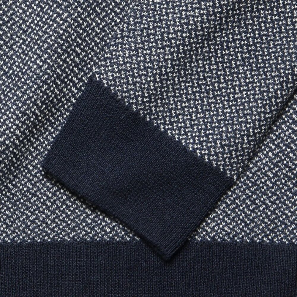 Taylor Stitch Wool Everett Sweater NAVY Birdseye Soft Rib Mens Sz 44 XL $178 - Picture 4 of 11